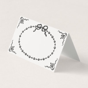 Little Pearl Black Coquette Bow Table Place Card