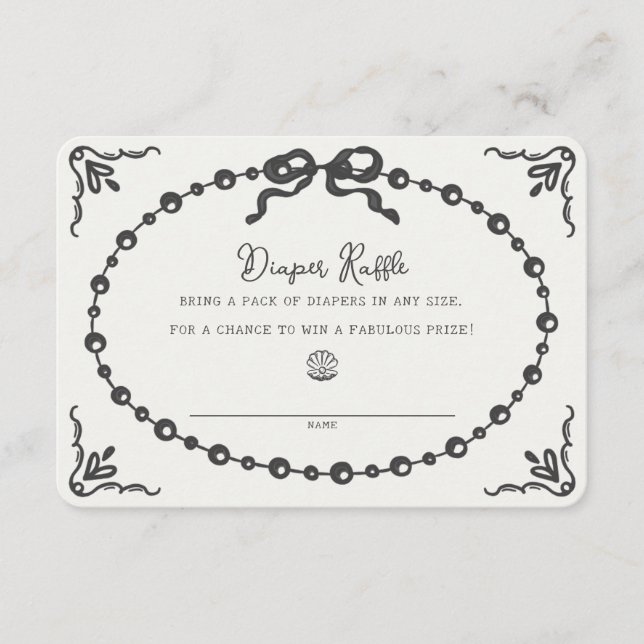 Little Pearl Coquette Bow Diaper Raffle Insert (Front)
