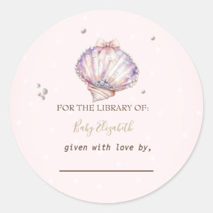Little Pearl Seashells Diamonds Dots Baby Shower Classic Round Sticker