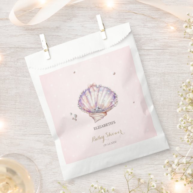 Little Pearl Seashells Diamonds Dots Baby Shower Favour Bag (Clipped)