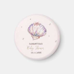 Little Pearl Seashells Diamonds Dots Baby Shower Magnet