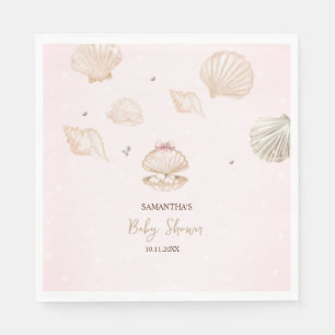 Little Pearl Seashells Dots Baby Shower Napkin