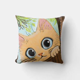 Little Peekaboo Kitten Throw Pillow