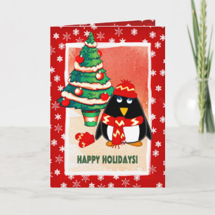 Little Penguin.  Customizable Christmas Card