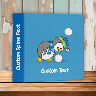 Little penguin getting a snow ball 3 ring binder