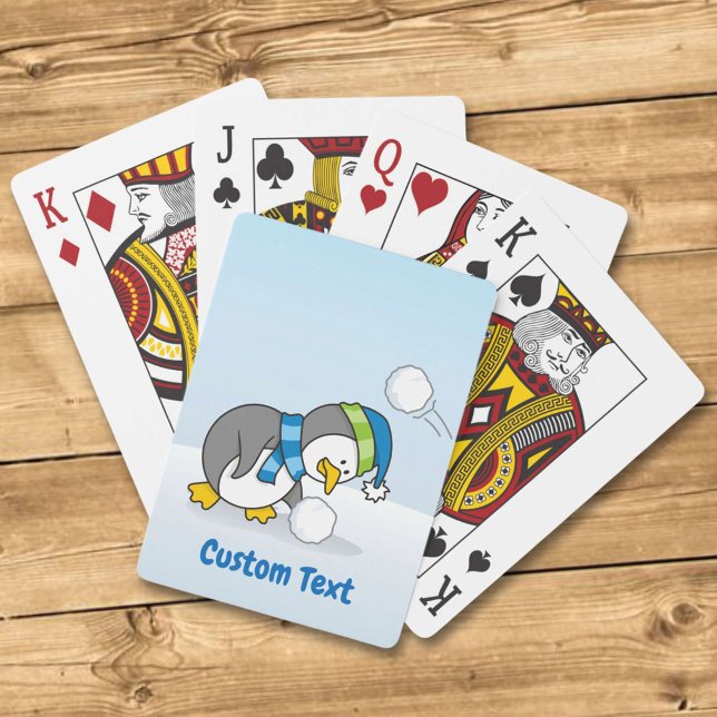 Little penguin getting a snow ball bicycle playing cards (Creator Uploaded)