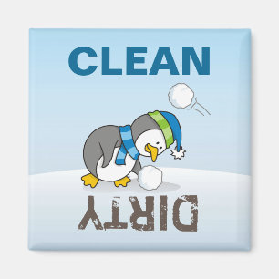 Little penguin getting a snow ball magnet