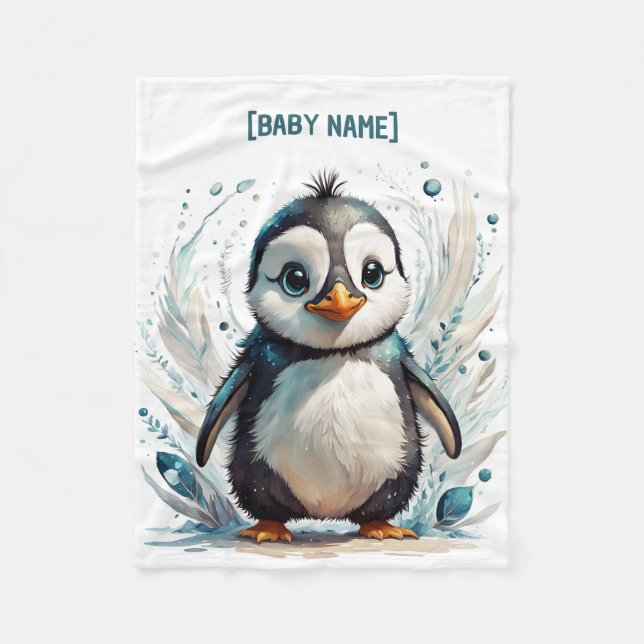 Little Penguin Personalized Fleece Blanket (Front)