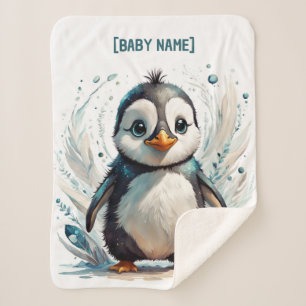 Little Penguin Personalized Sherpa Blanket