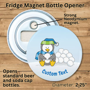 Little penguin sitting with snowballs bottle opene opener