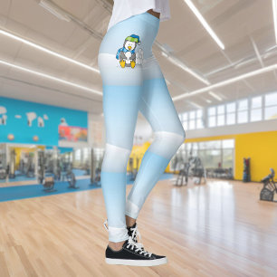 Little penguin sitting with snowballs leggings