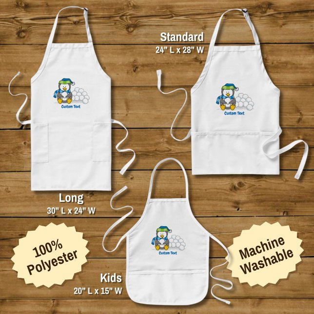 Little penguin sitting with snowballs long apron (Creator Uploaded)