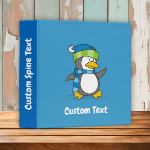 Little penguin walking on snow 3 ring binder