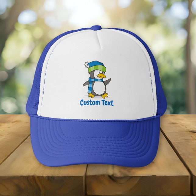 Little penguin walking on snow trucker hat (Creator Uploaded)