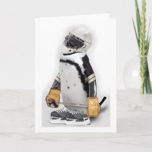 Little  Penguin Wearing Hockey Gear Card