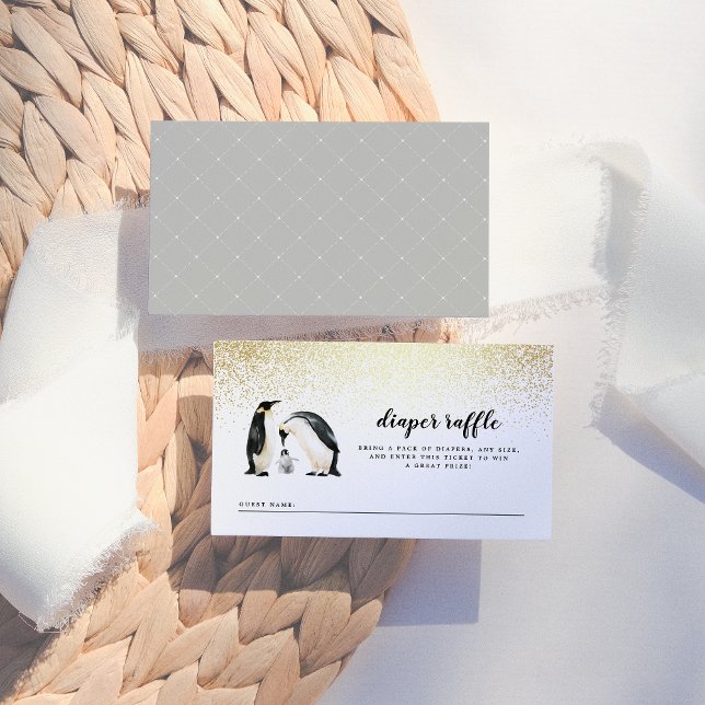 Little Penguin | Winter Baby Shower Diaper Raffle Enclosure Card (Creator Uploaded)