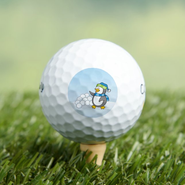 Little penguin with snow balls waving (Insitu Tee)