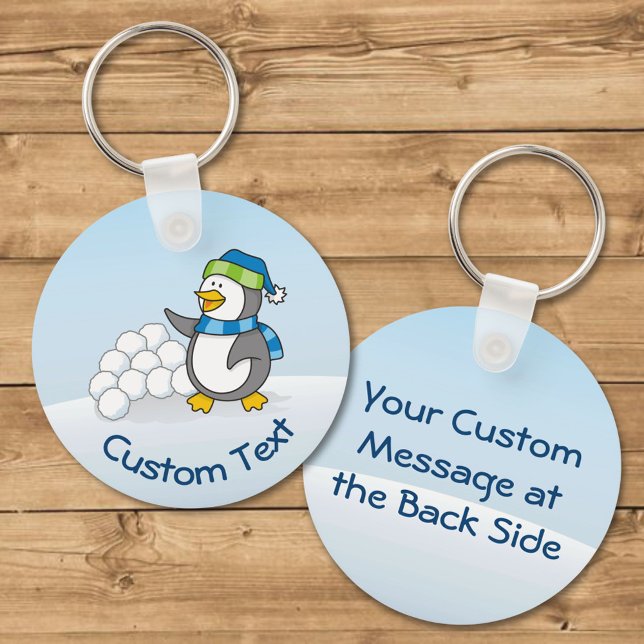 Little Penguin with Snow Balls Waving Keychain (Creator Uploaded)