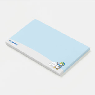 Little Penguin with Snow Balls Waving Post-it Note