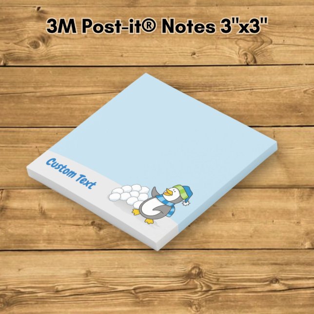 Little Penguin with Snow Balls Waving Post-it Notes (Creator Uploaded)