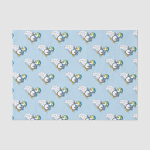 Little Penguin with Snow Balls Waving Tissue Paper