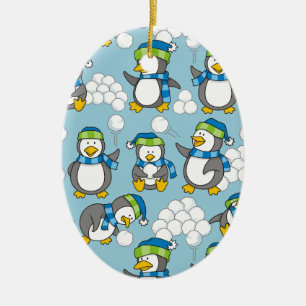 Little penguins background ceramic ornament