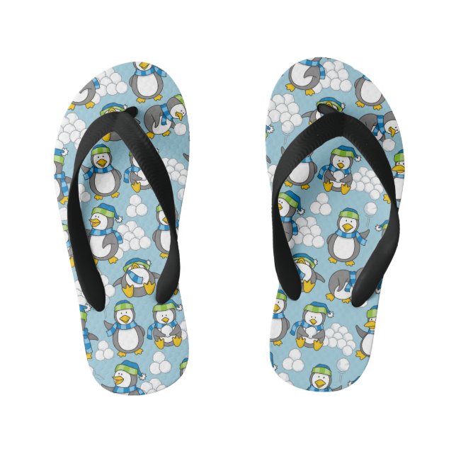 Little penguins background kid's flip flops (Footbed)
