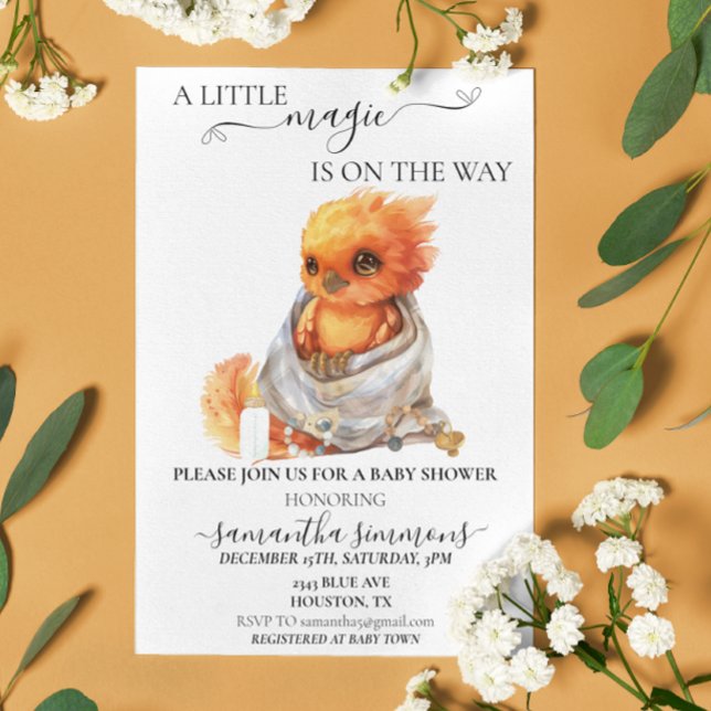 Little Phoenix  Magical Mythology Baby shower Invitation (Creator Uploaded)