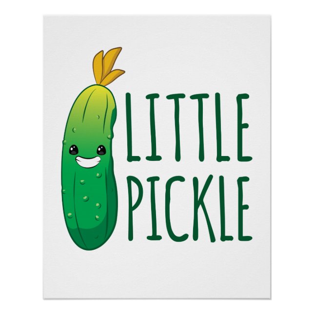 Little Pickle Cute Green Pickle Wearing Sunglasses Poster (Front)