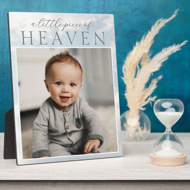 Little Piece of Heaven Baby Photo Cloudy  Plaque (Side)