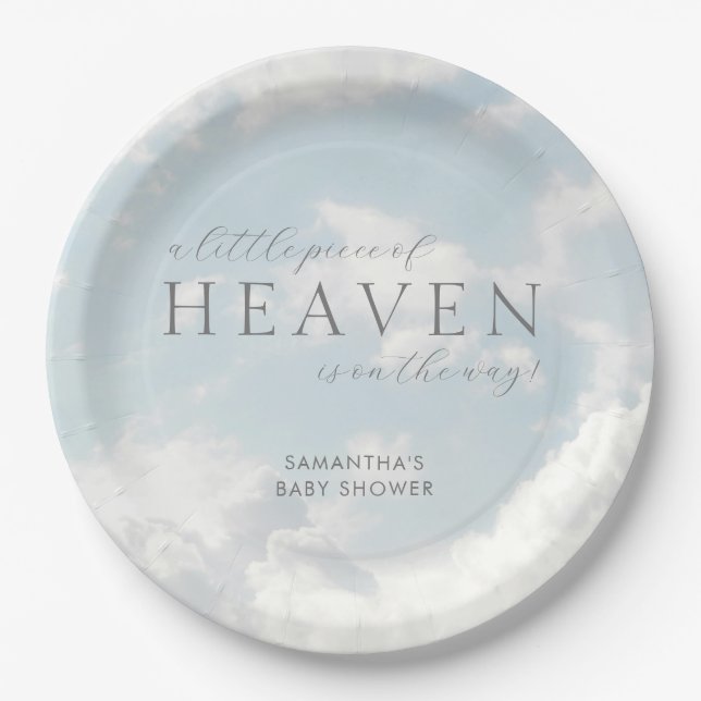 Little Piece of Heaven Baby Shower Dreamy Paper Plate (Front)