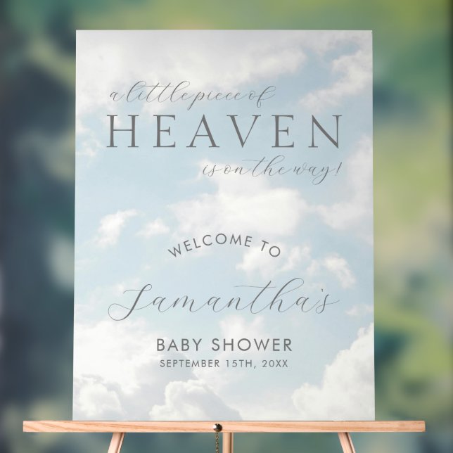Little Piece of Heaven Baby Shower Welcome Acrylic Sign (Neutral)