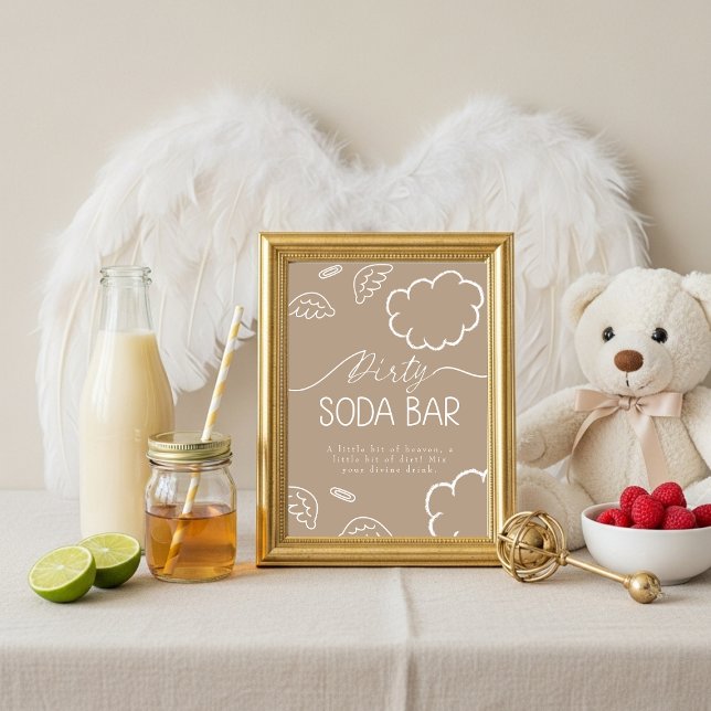 Little Piece of Heaven Beige Dirty Soda Bar Sign Invitation (Little Piece of Heaven Beige Dirty Soda Bar Sign)