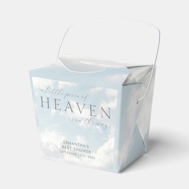 Little Piece of Heaven Clouds Baby Shower Favor Box (Front Side)