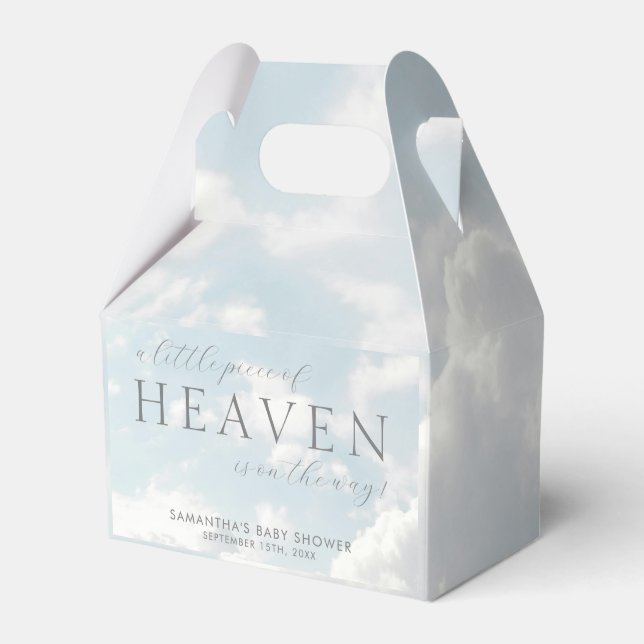 Little Piece of Heaven Clouds Baby Shower Gable Favor Box (Front Side)