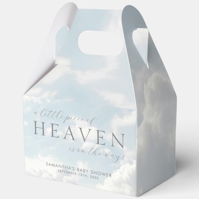 Little Piece of Heaven Clouds Baby Shower Gable Favor Box (Front)