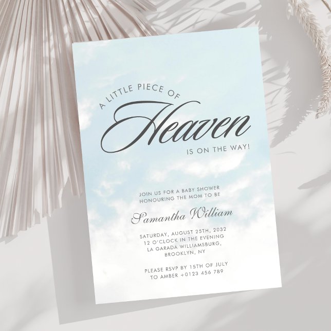 Little Piece of Heaven Clouds Baby Shower Invitation (Creator Uploaded)