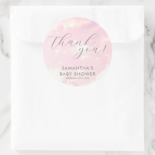 Little Piece of Heaven Girl Baby Shower Clouds Classic Round Sticker