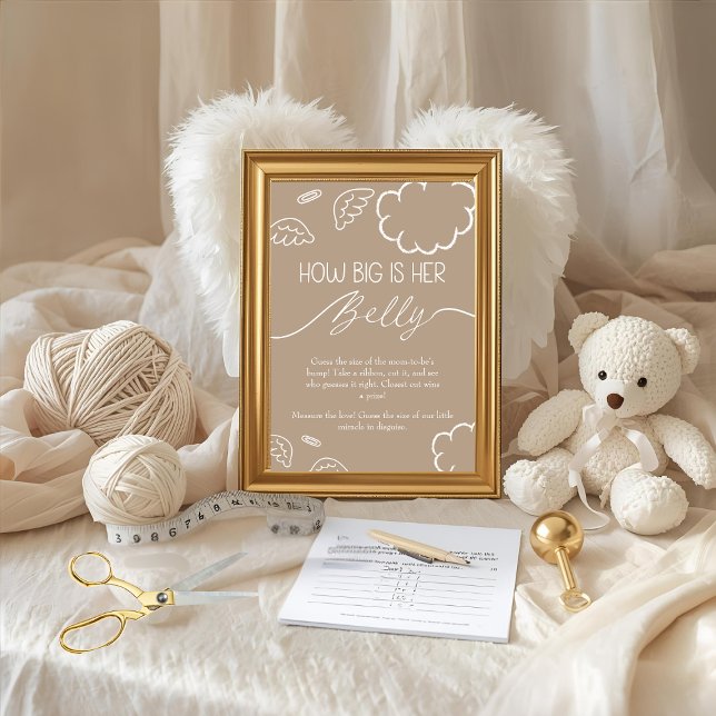 Little Piece of Heaven  How Big Is Her Belly Beige Invitation (Little Piece of Heaven How Big Is Her Belly Beige)