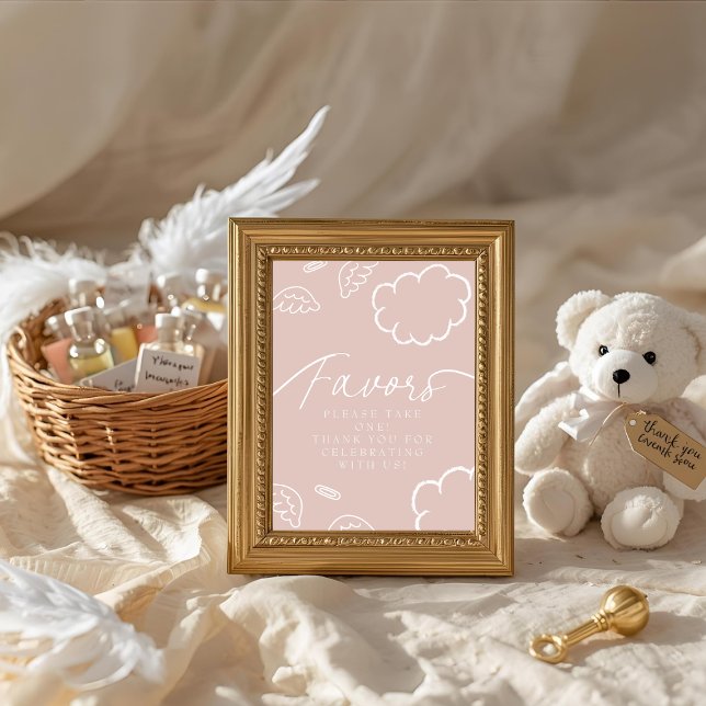 Little Piece of Heaven pink Favors Table Sign card (Little Piece of Heaven pink Favors Table Sign card)