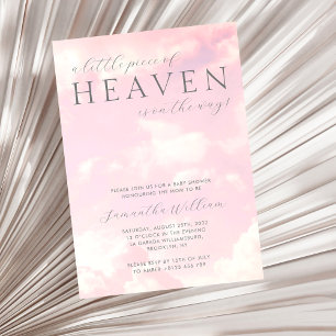 Little Piece of Heaven Pink Girl Baby Shower  Invitation