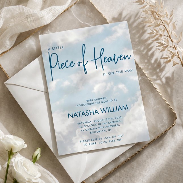 Little Piece of Heaven Sky Blue Clouds Invitation (Creator Uploaded)