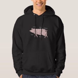 Little Piggie  Funny Pig Butcher Chart Hoodie