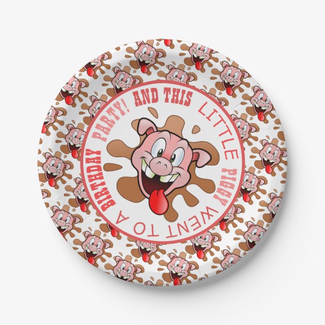 Little Piggy Birthday Party Paper Plate (Front)