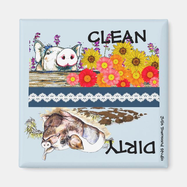 Little Piggy Dishwasher Magnet- Clean or Dirty Magnet (Front)