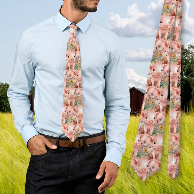 Little Pigs in Wildflowers Pattern Tie (Creator Uploaded)