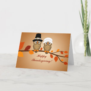 Little Pilgrim Owls   Thanksgiving Cards