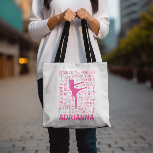 Little Pink Ballerina Typography Word Art Tote Bag