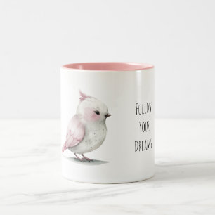 Little Pink Bird Dreams Two-Tone Coffee Mug