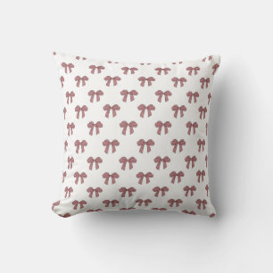 Little Pink Bow Pastel Feminine & Coquette Throw Pillow